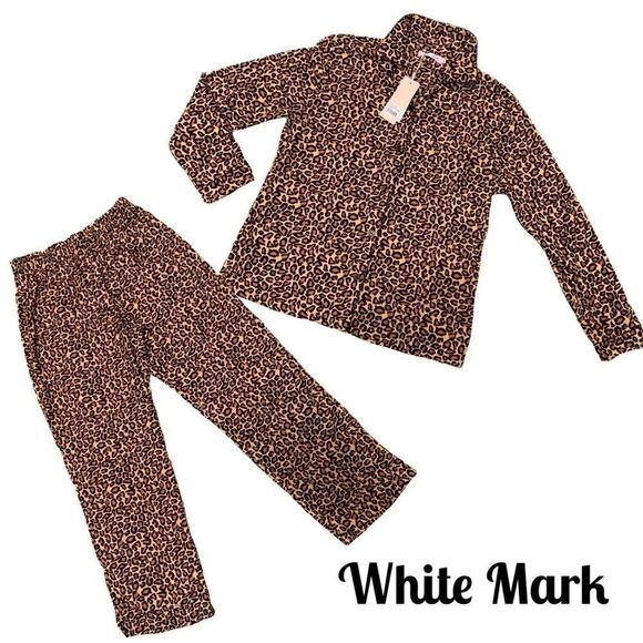 NWT White mark 2 piece Long sleeve super soft Leopard print pajama set s… - Picture 1 of 12